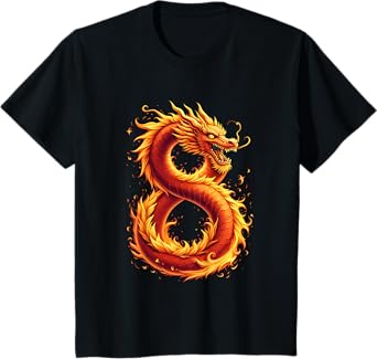 Kids Turning 8 Years Old Birthday, Boy Dragon 8th Bday Girl T-Shirt