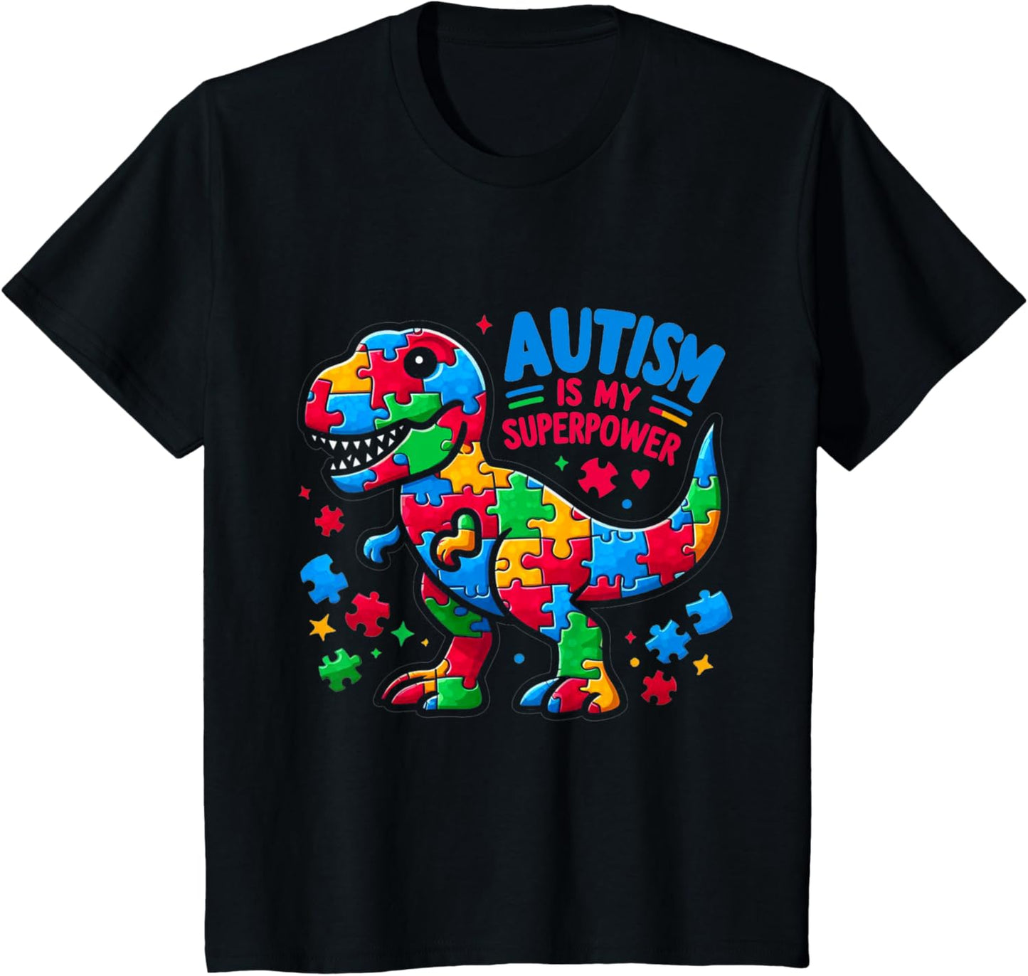 Autism Is My Super Power Superhero TRex Dinosaur Autism Kids T-Shirt