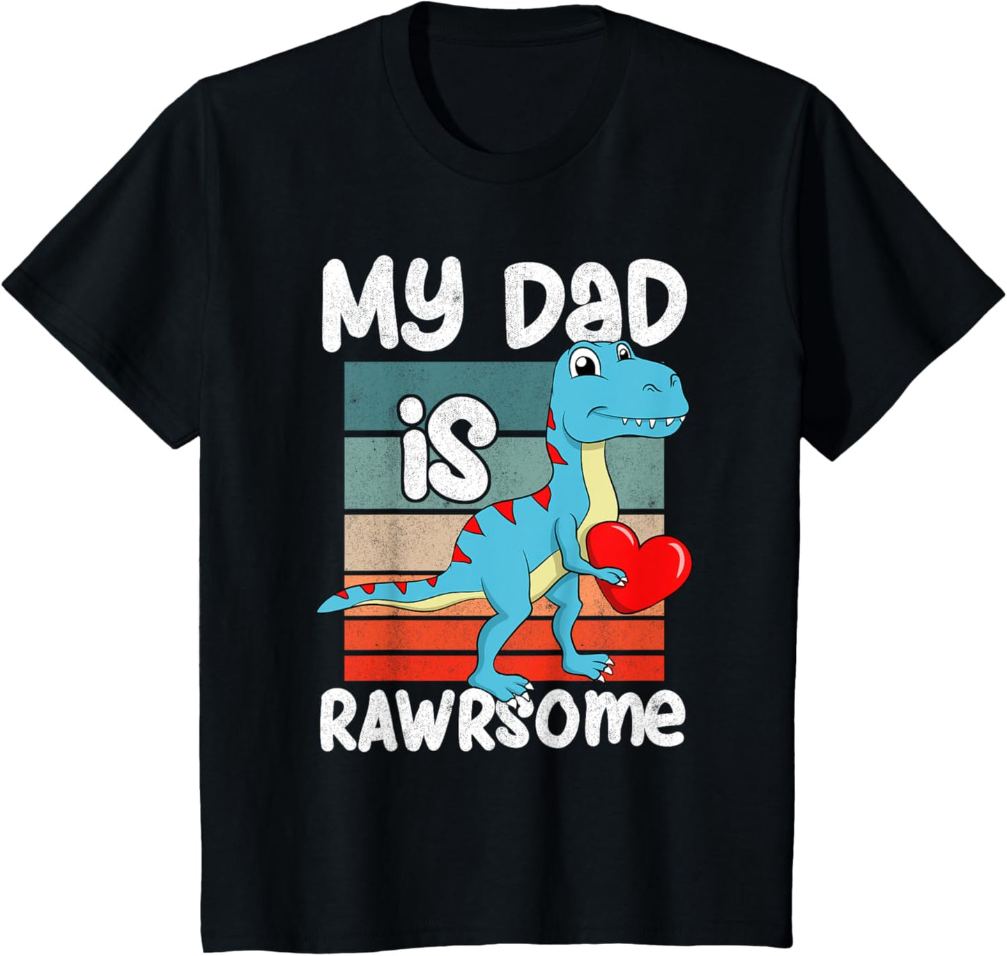 Kids Father's Day Dinosaur Retro Dad Rawr Dino Trex Toddler Boy T-Shirt