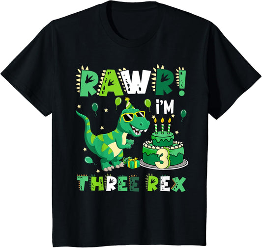 Kids Kids Rawr Im T Rex Dinosaur Birthday 3 Year Old Boy Girl T-Shirt