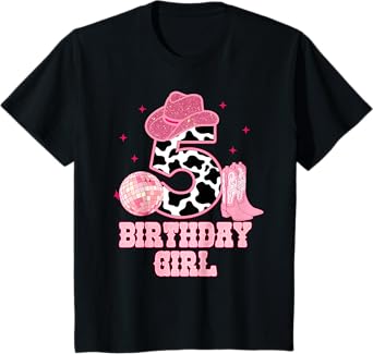 Happy 5th Birthday Girl Outfit Rodeo Western Cowgirl Cowboy T-Shirt