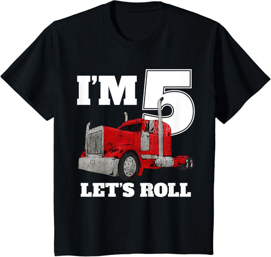Kids 5th Birthday Truck Five 5 Year Old Boys Birthday Truck Theme T-Shirt
