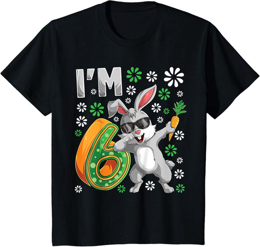 6 Year Old Bunny 6th Birthday Party Dabbing Bunny Lover T-Shirt