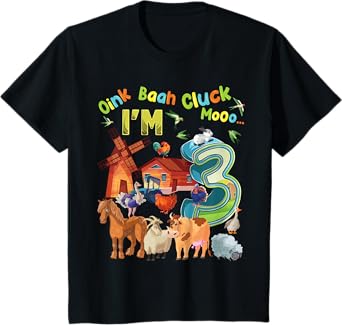 Barnyard 3rd Birthday Farm Animals 3 Years Old Farming T-Shirt