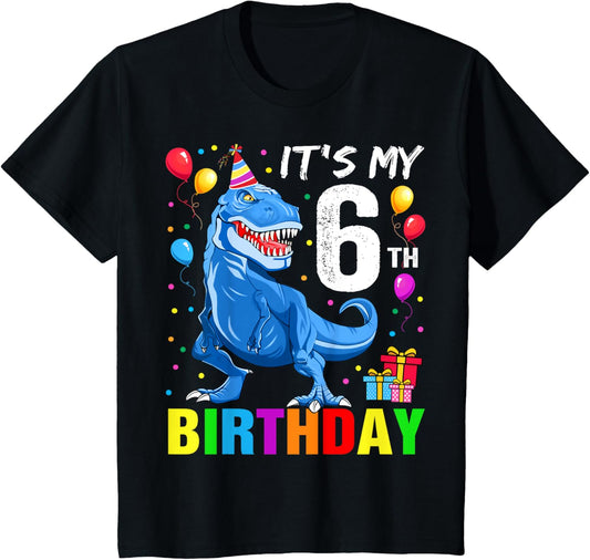 It's My 6th Birthday Happy 6 Year T-Rex Shirt Boys T-Shirt