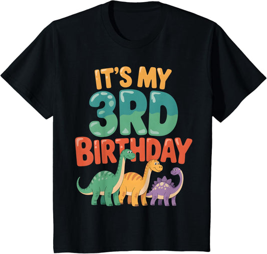3 Years Old Toddler Boys 3rd Birthday Dinosaur Theme Party T-Shirt