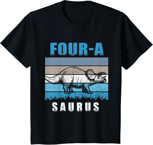 4 Year Old Triceratops Dinosaur Kids 4th Birthday T-Shirt