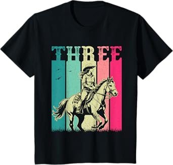 3rd Birthday Cowgirl Girls 3 Year Old Rodeo Horse Vintage T-Shirt