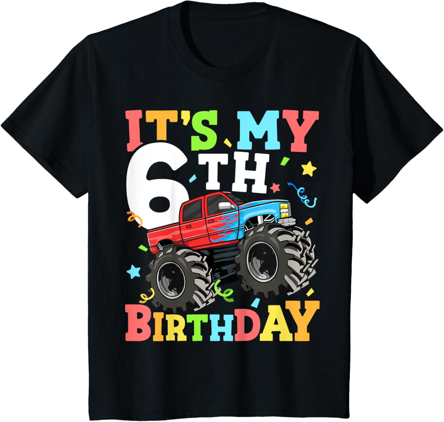 Kids Monster Truck It's My 6th Birthday Boy 6 T-Shirt