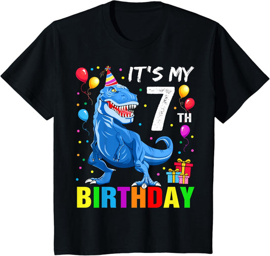 It's My 7th Birthday Happy 7 Year T-Rex Shirt Boys T-Shirt