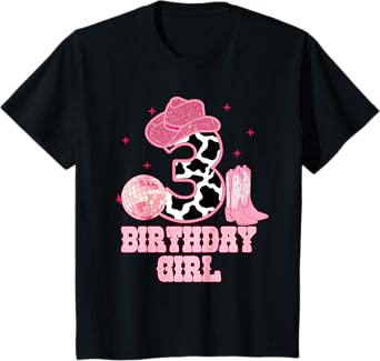 Happy 3rd Birthday Girl Outfit Rodeo Western Cowgirl Cowboy T-Shirt