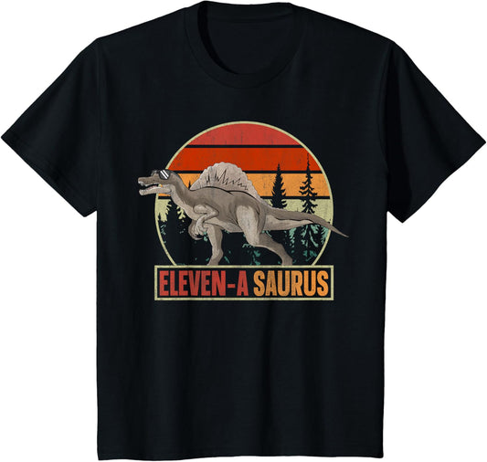 Kids Eleven-A Saurus Spinosaurus 11th Birthday T-Shirt