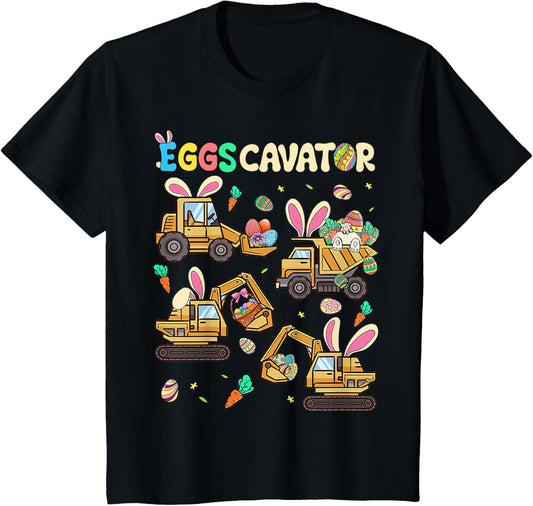 Kids Eggscavator Easter Construction Truck Excavator Toddler Boys T-Shirt