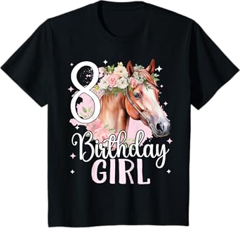 8th Birthday Horse 8 Years Eight Finally 8 Birthday Girl T-Shirt