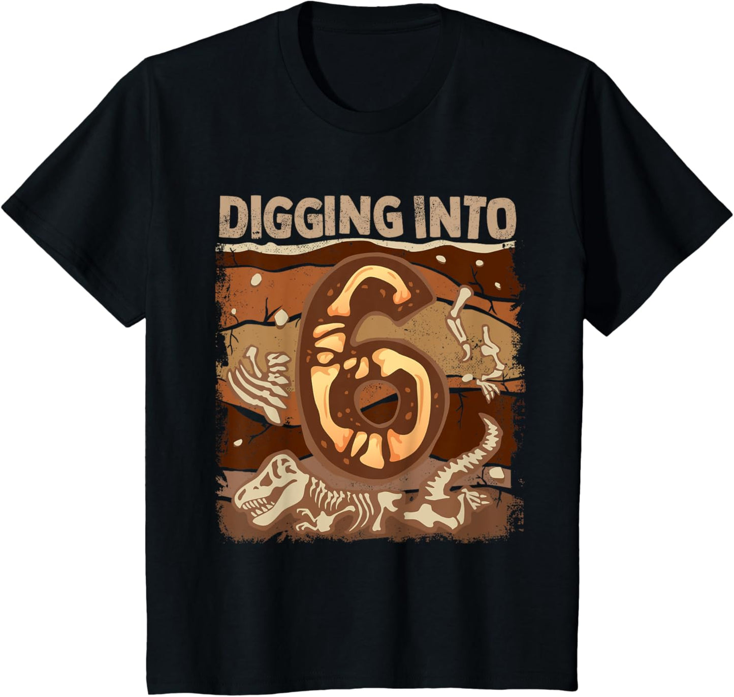 Future Paleontologist 6 Years Old Fossils Birthday Party T-Shirt