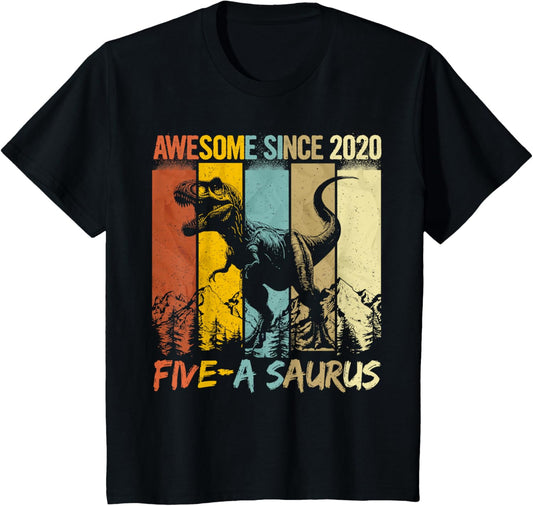 5 Year Old Dinosaur 5th Birthday T Rex Dino Five Saurus T-Shirt