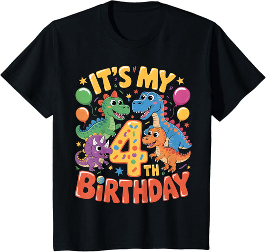 Kids 4 Years Old kids Boys Toddler Dinosaur 4th Birthday Dinosaur T-Shirt