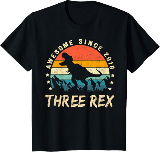 Three Rex 3rd Birthday Shirt Third Dinosaur 3 Year Old T-Shirt
