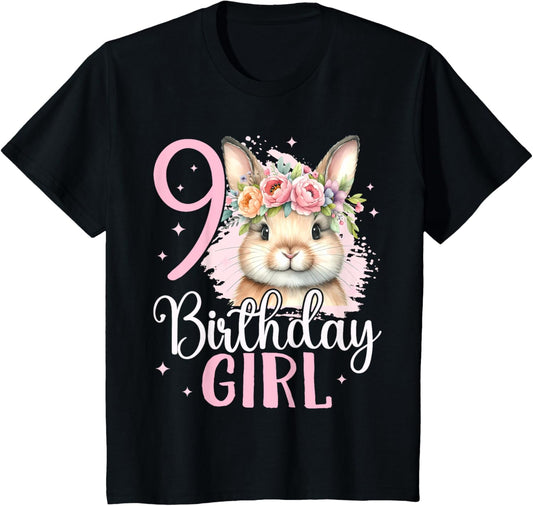 9th Birthday Rabbit Bunny Nine Finally 9 Birthday Bunny T-Shirt
