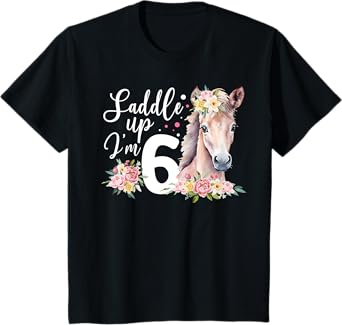 6th Horse Birthday Six Year Old Girl Horses Birthday T-Shirt