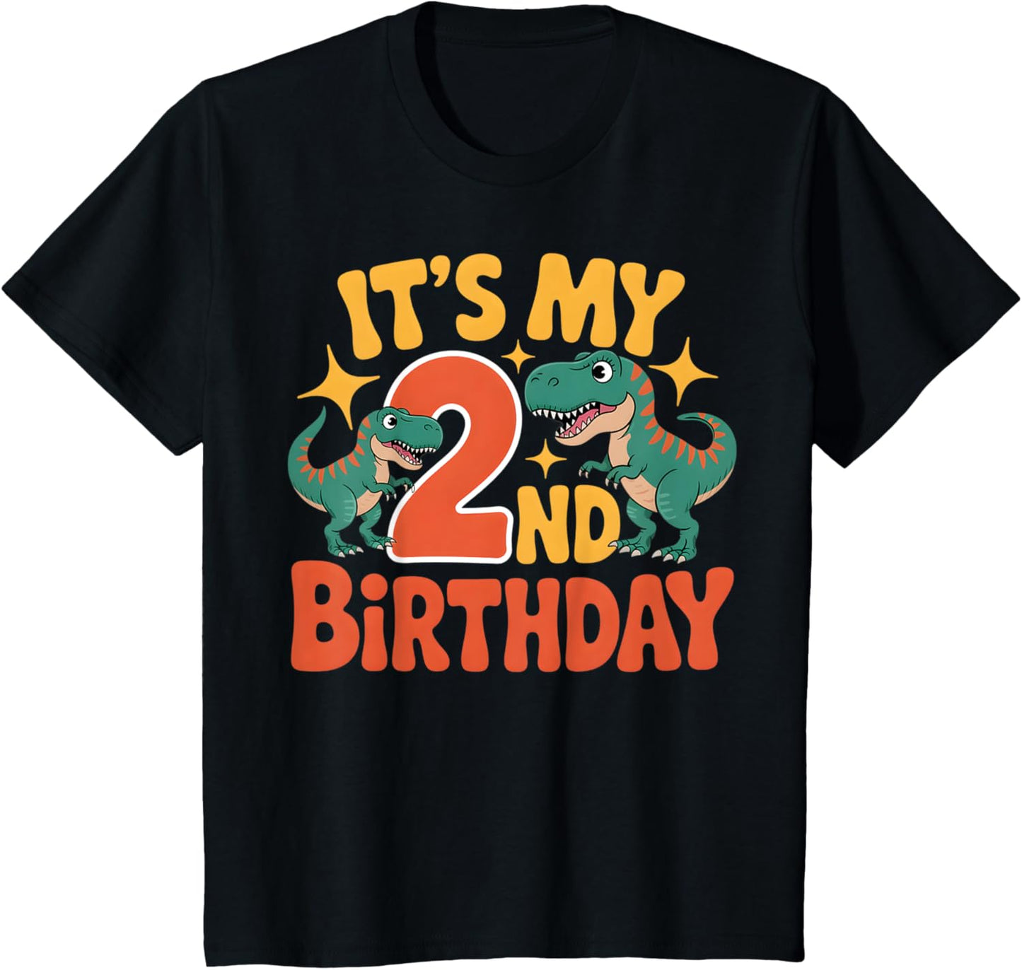 2 Years Old Toddler Boys 2nd Birthday Dinosaur Theme Party T-Shirt