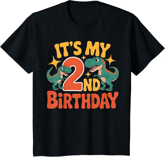 2 Years Old Toddler Boys 2nd Birthday Dinosaur Theme Party T-Shirt