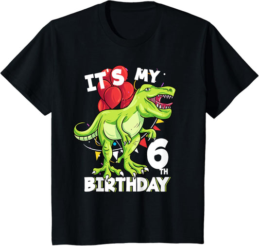 Its My 6th Birthday Six Year Old Dino Dinosaur T-Shirt