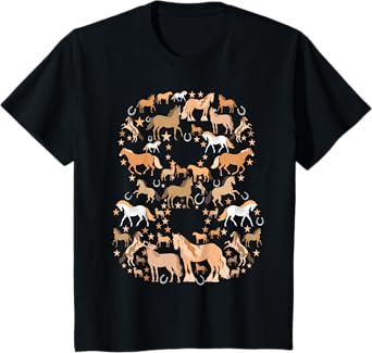 Little Girls 8 Years Old 8th Birthday Horse Graphic Cute T-Shirt