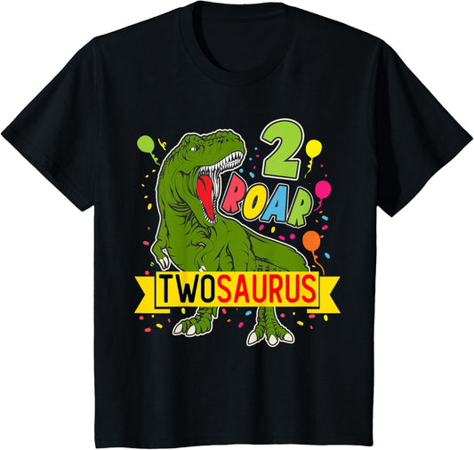 Kids 2nd Birthday Boy Dinosaur 2 Year Old TwoSaurus Second Bday T-Shirt