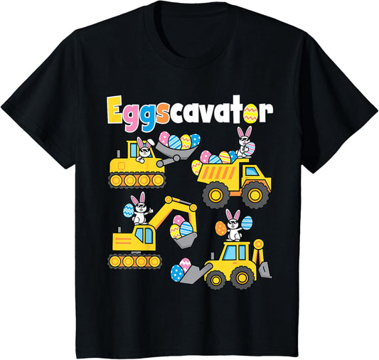 Kids Eggs Cavator Easter Egg Hunt Bunny Excavators Boys Toddler T-Shirt