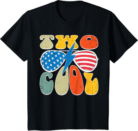 Kids Two Cool 2nd Birthday Gifts 2 Year Old Boy Second Bday Party T-Shirt