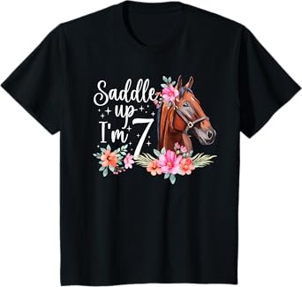 Kids 7th Horse Birthday Seven Year Old Girl Horses Birthday T-Shirt