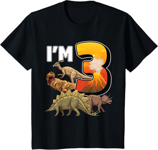 Kids 3 Year Old dinosaurs birthday 3rd Party paleontologist Boys T-Shirt