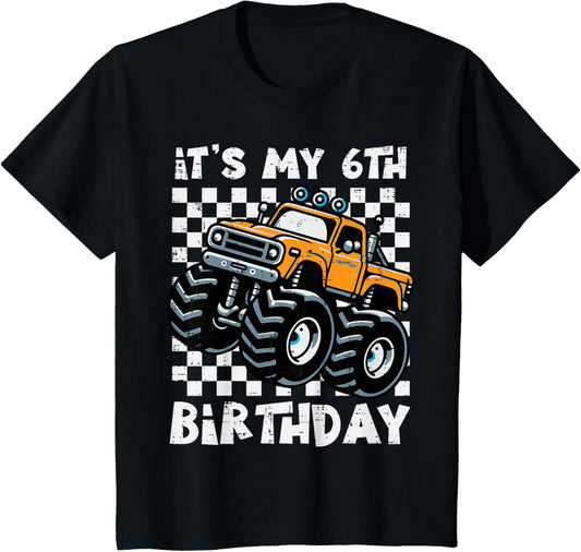 Kids Its My 6th Birthday Monster Truck 6 Year Old Bday Boys Kids T-Shirt