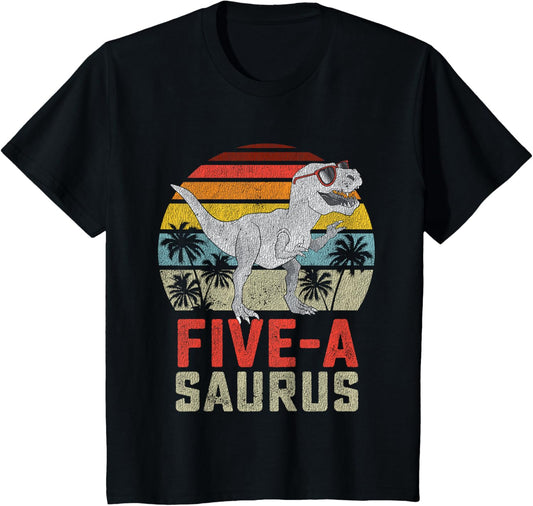5 Year Old Dinosaur Birthday 5th T Rex Dino Five Saurus T-Shirt