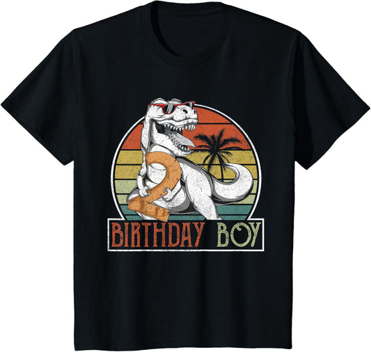 Kids Dinosaur 2nd Birthday Boy Shirt, Toddler 2 Year Old T Rex T-Shirt
