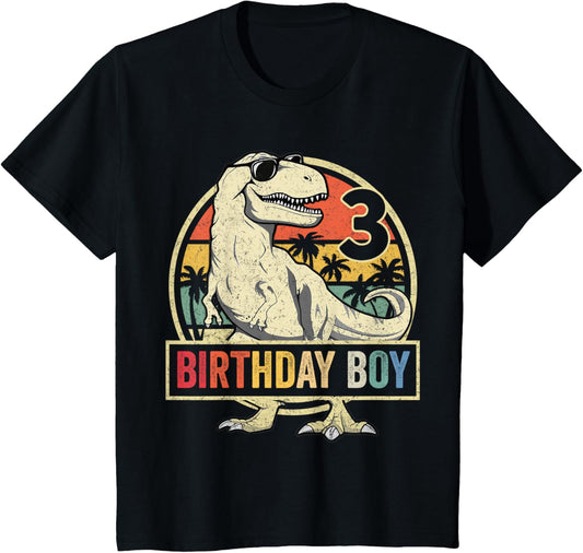 Kids 3 Year Old Shirt 3rd Birthday Boy T Rex Dinosaur T-Shirt