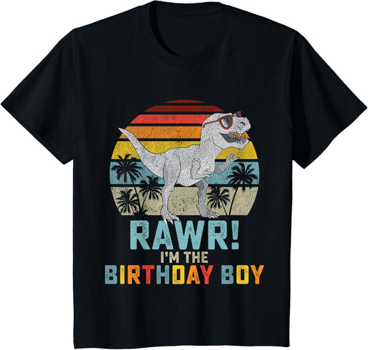 Birthday Boy Dino T Rex Dinosaur Boys Matching Family T-Shirt