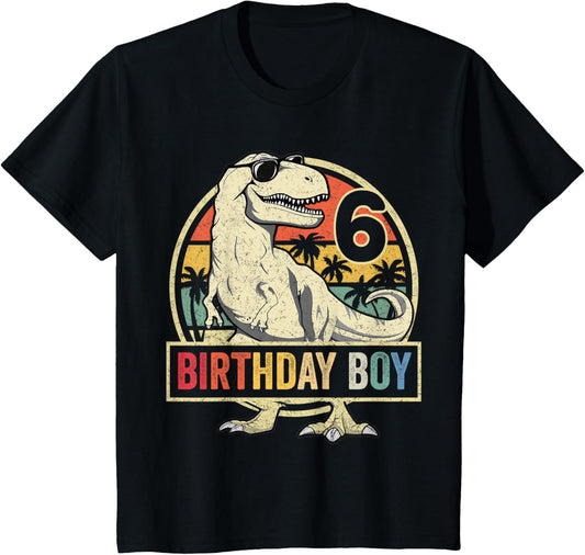 Kids 6 Year Old Shirt 6th Birthday Boy T Rex Dinosaur T-Shirt T-Shirt