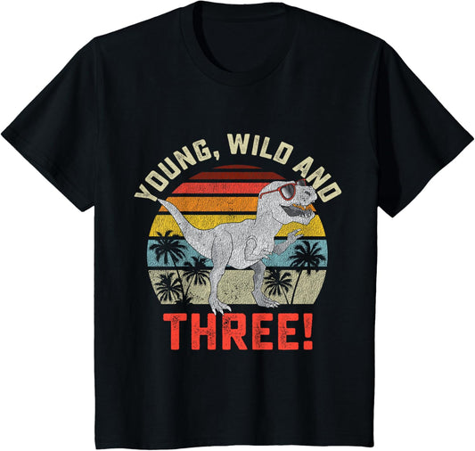 Three Rex 3rd Birthday 3 Year Old Dinosaur Trex Rawr Boys T-Shirt