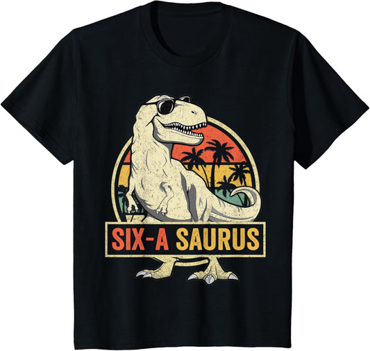 6 Year Old Dinosaur Birthday 6th T Rex Dino Six Saurus T-Shirt