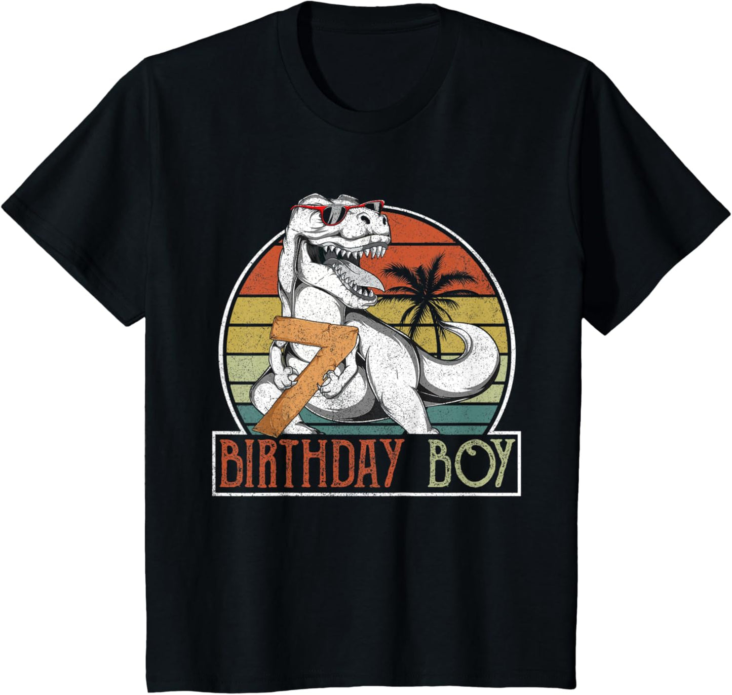Kids Dinosaur 7th Birthday Boy Shirt, Kids 7 Year Old T Rex T-Shirt