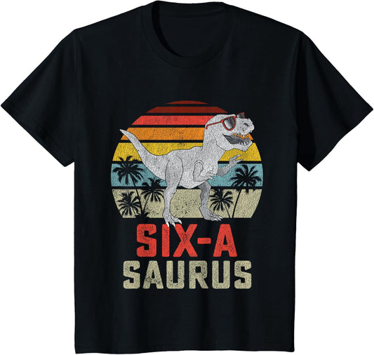 6 Year Old Dinosaur Birthday 6th T Rex Dino Six Saurus T-Shirt