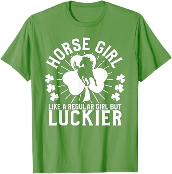 St Patrick's Day Horse Girl T-shirt Equestrian Horse Lover T-Shirt