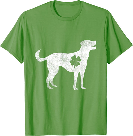 Dog Silhouette Lucky Shamrock St. Patrick's Day T-Shirt