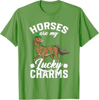 Horses Are My Lucky Charms St Patricks Day Equestrian Lover T-Shirt