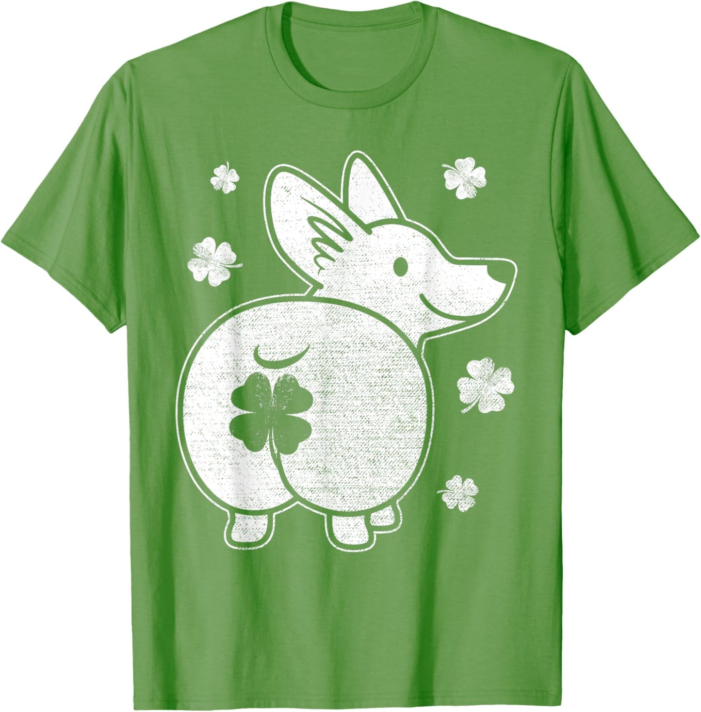 Funny Corgi Dog Silhouette Shamrock Clover St Patrick's Day T-Shirt