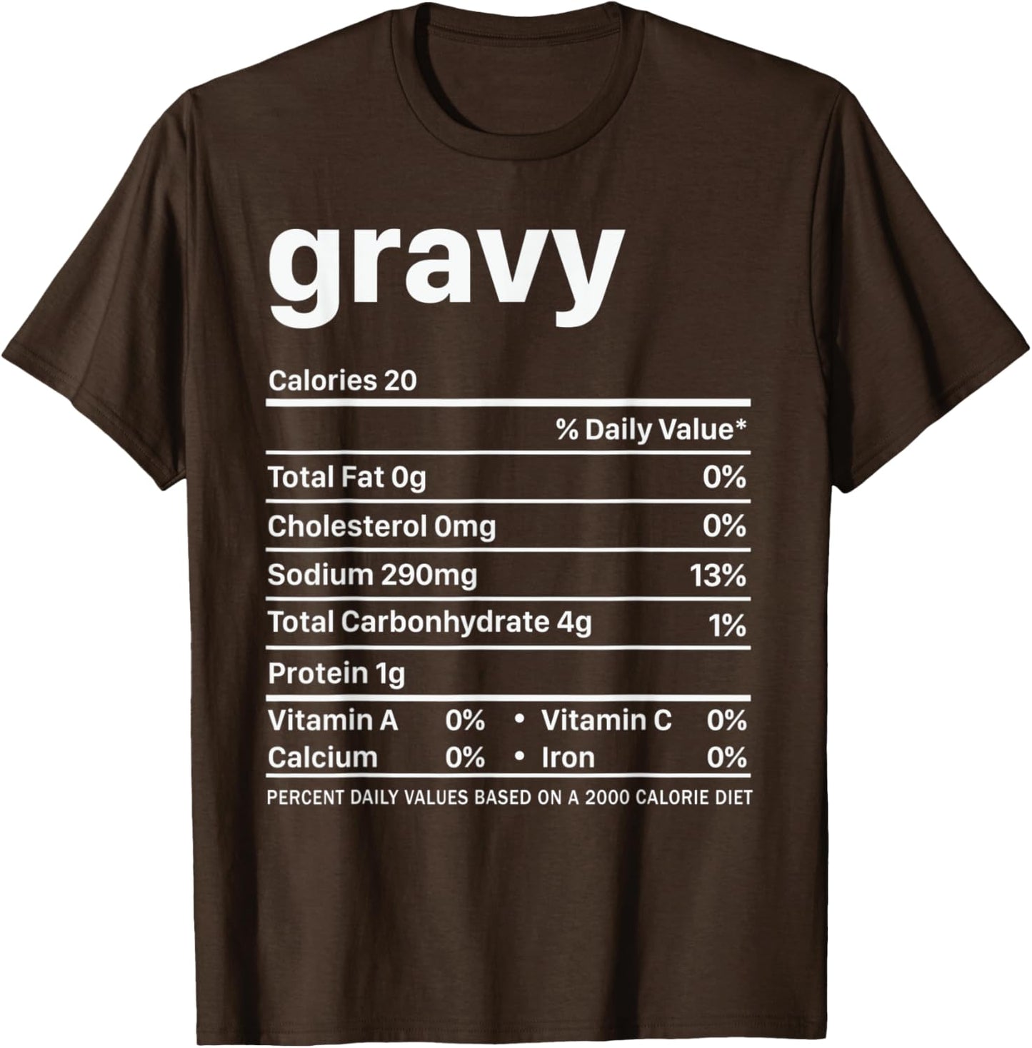 Gravy Nutrition Facts 2020 Funny Thanksgiving Nutrition T-Shirt