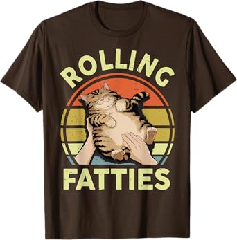 Funny Rolling Fatties Tabby Cat Breed Mom Dad Kitten Retro Men Women Kids T-Shirt