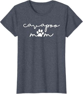 Cavapoo Mom with Dog Pawprint for Human Fur Mama T-Shirt
